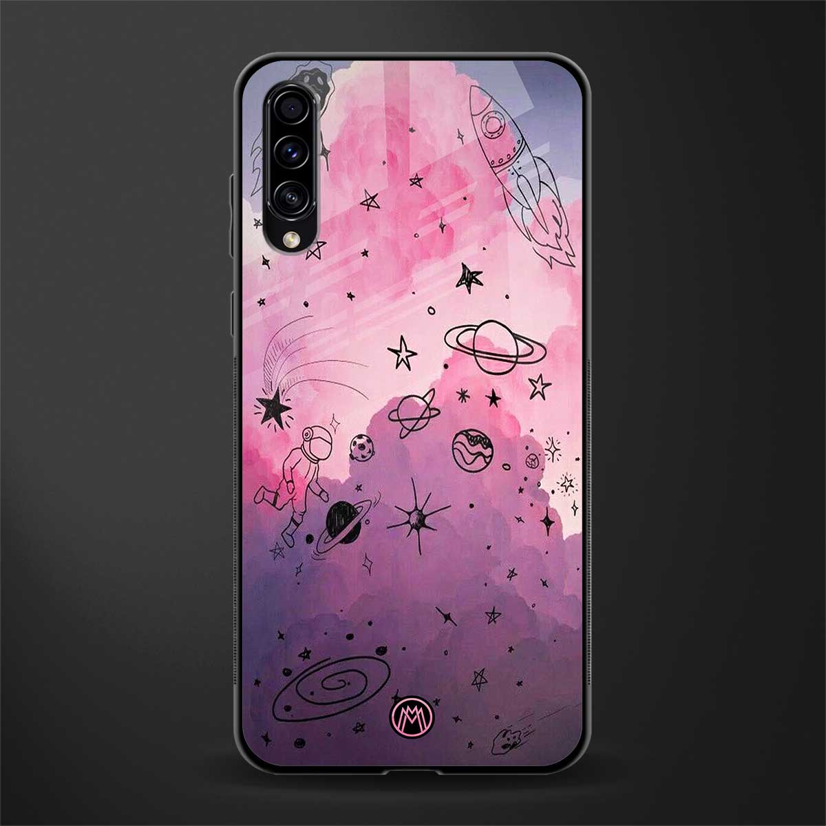 space pink aesthetic glass case for samsung galaxy a70 image