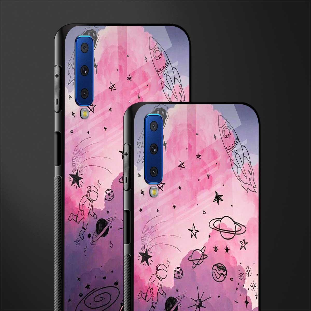 space pink aesthetic glass case for samsung galaxy a7 2018 image-2