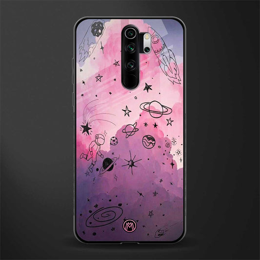 space pink aesthetic glass case for redmi note 8 pro image