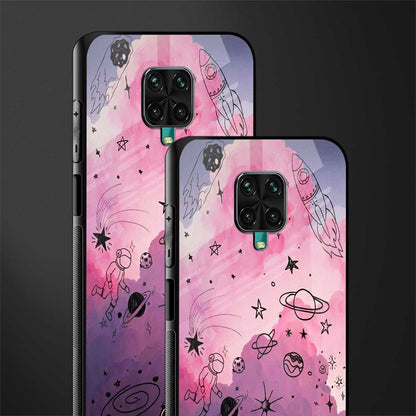 space pink aesthetic glass case for redmi note 9 pro image-2