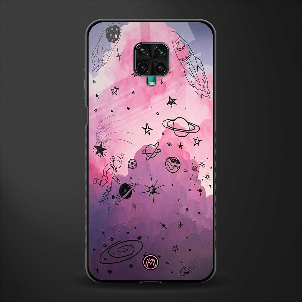 space pink aesthetic glass case for redmi note 9 pro max image