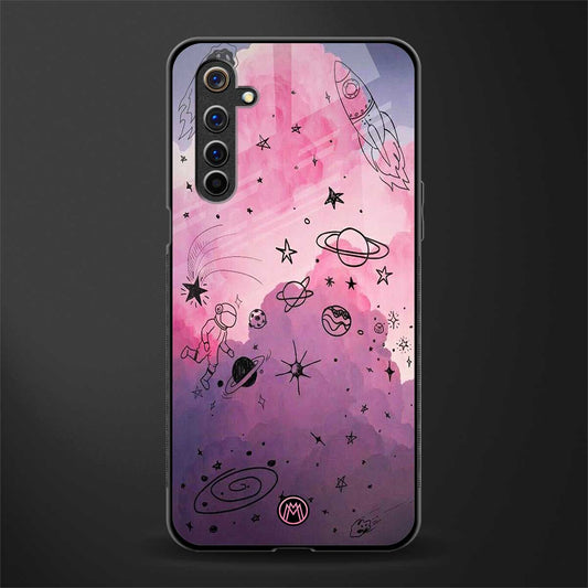 space pink aesthetic glass case for realme 6 pro image