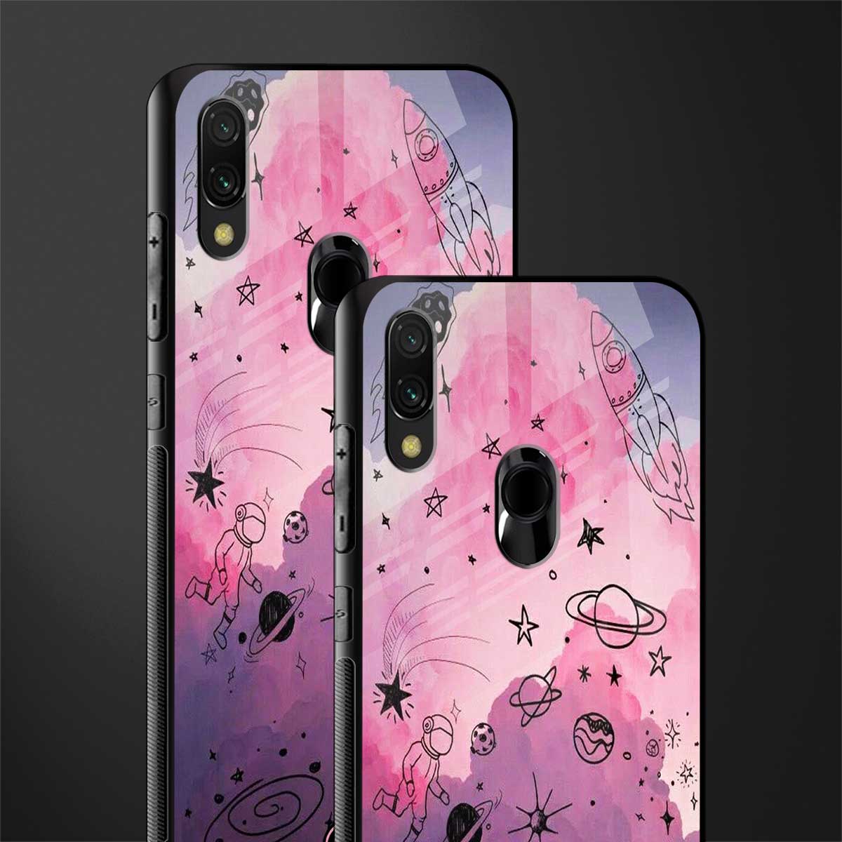space pink aesthetic glass case for redmi y3 image-2