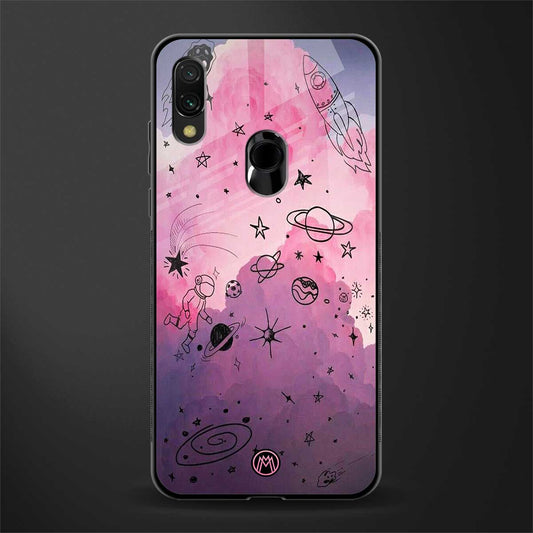 space pink aesthetic glass case for redmi note 7 image