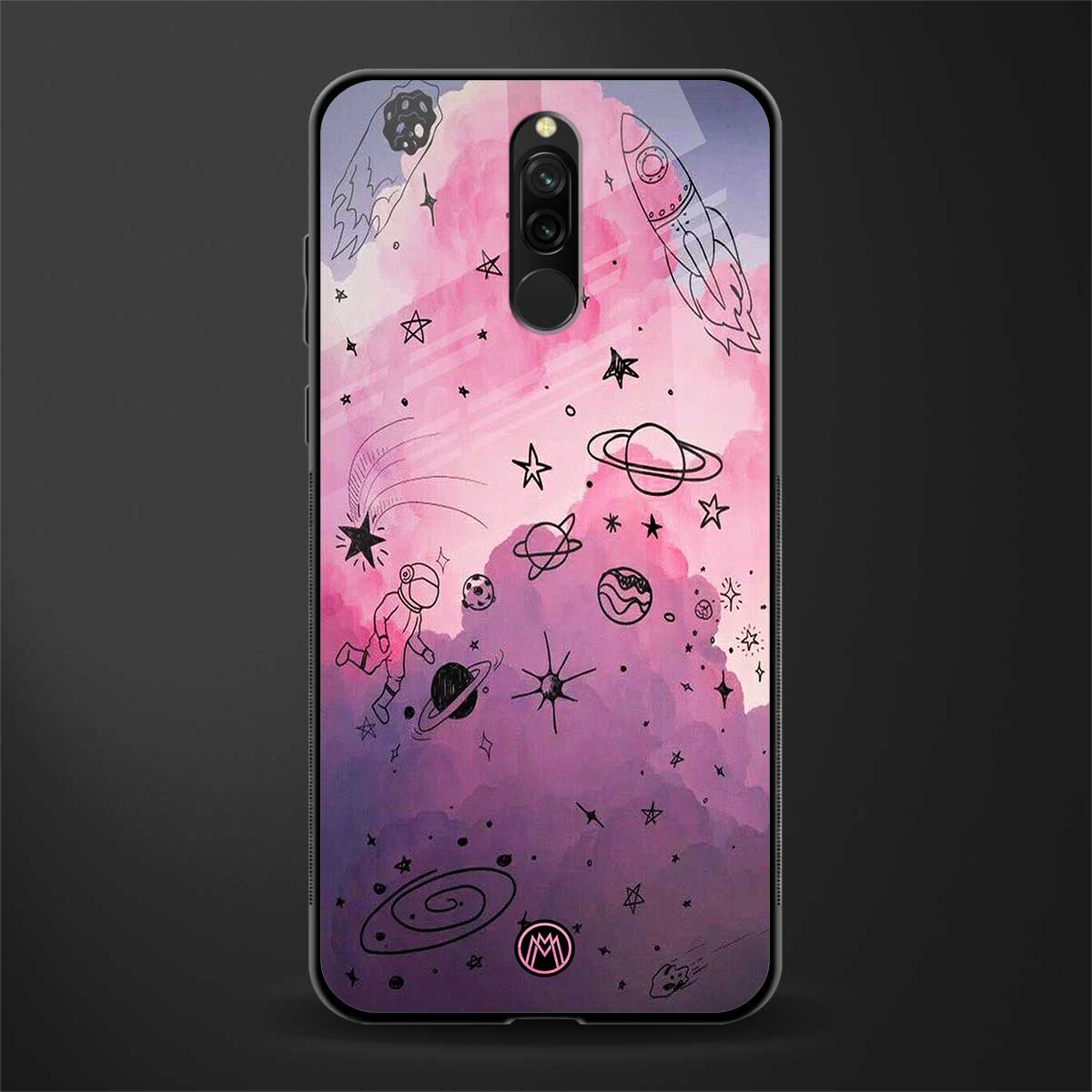 space pink aesthetic glass case for redmi 8 image