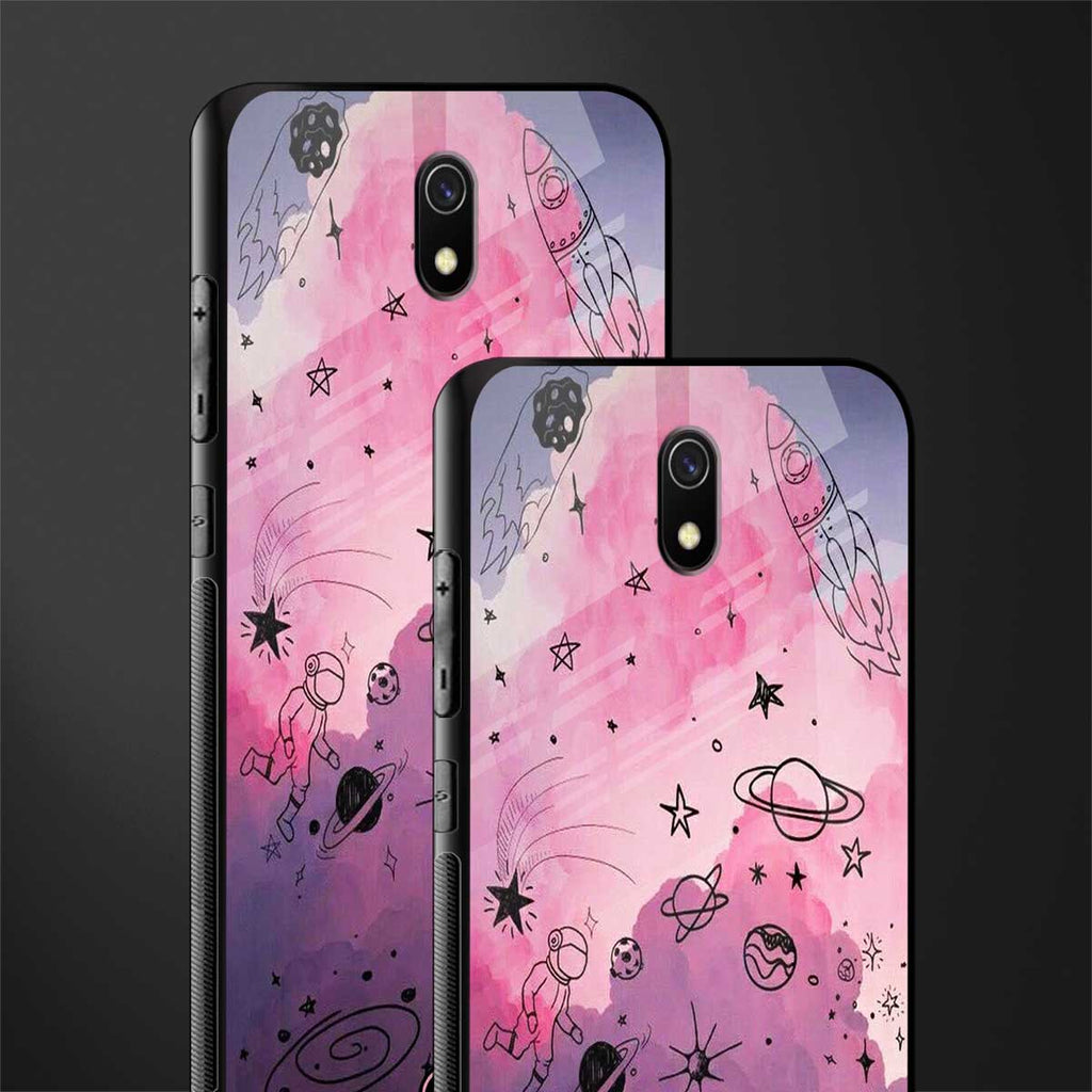 space pink aesthetic glass case for redmi 8a image-2