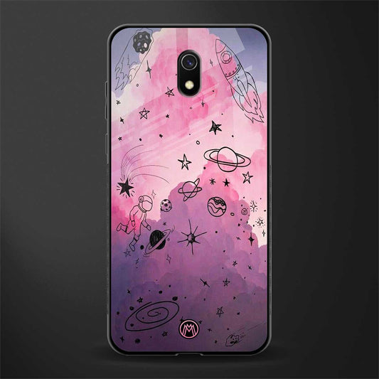 space pink aesthetic glass case for redmi 8a image