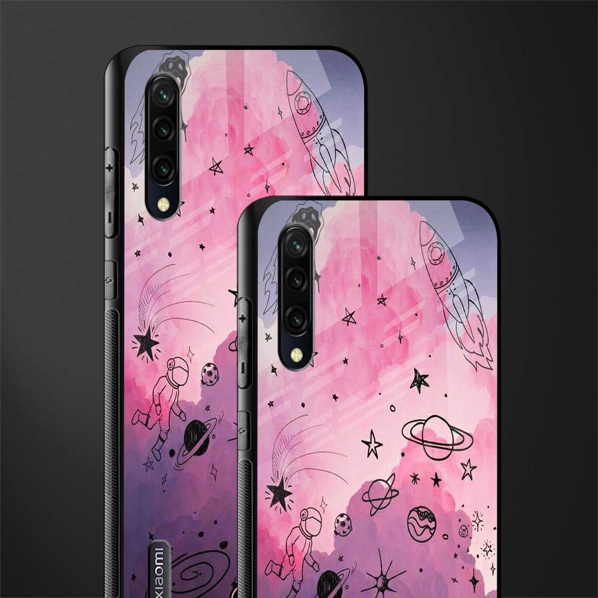space pink aesthetic glass case for mi a3 redmi a3 image-2