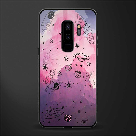 space pink aesthetic glass case for samsung galaxy s9 plus image