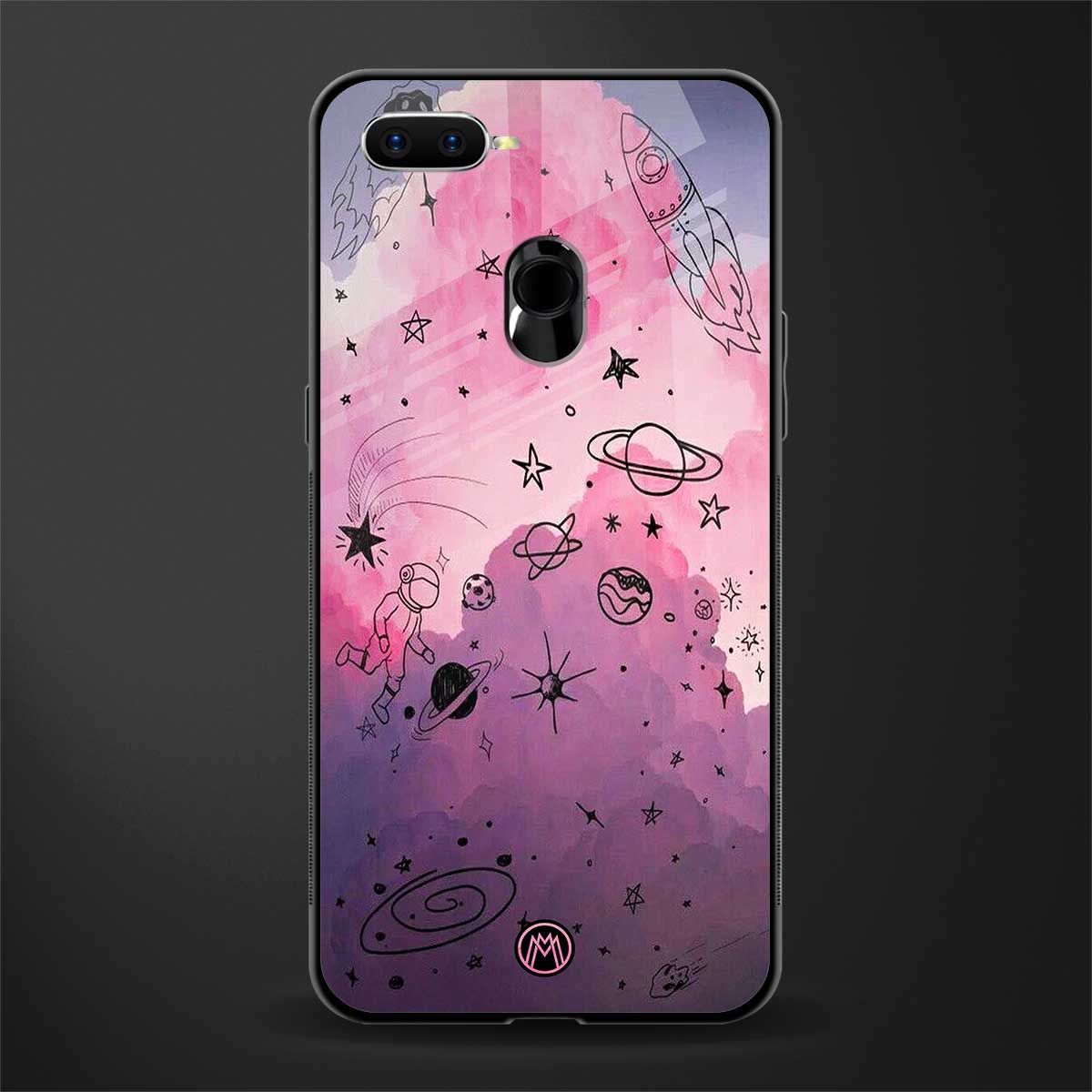 space pink aesthetic glass case for oppo a12 image