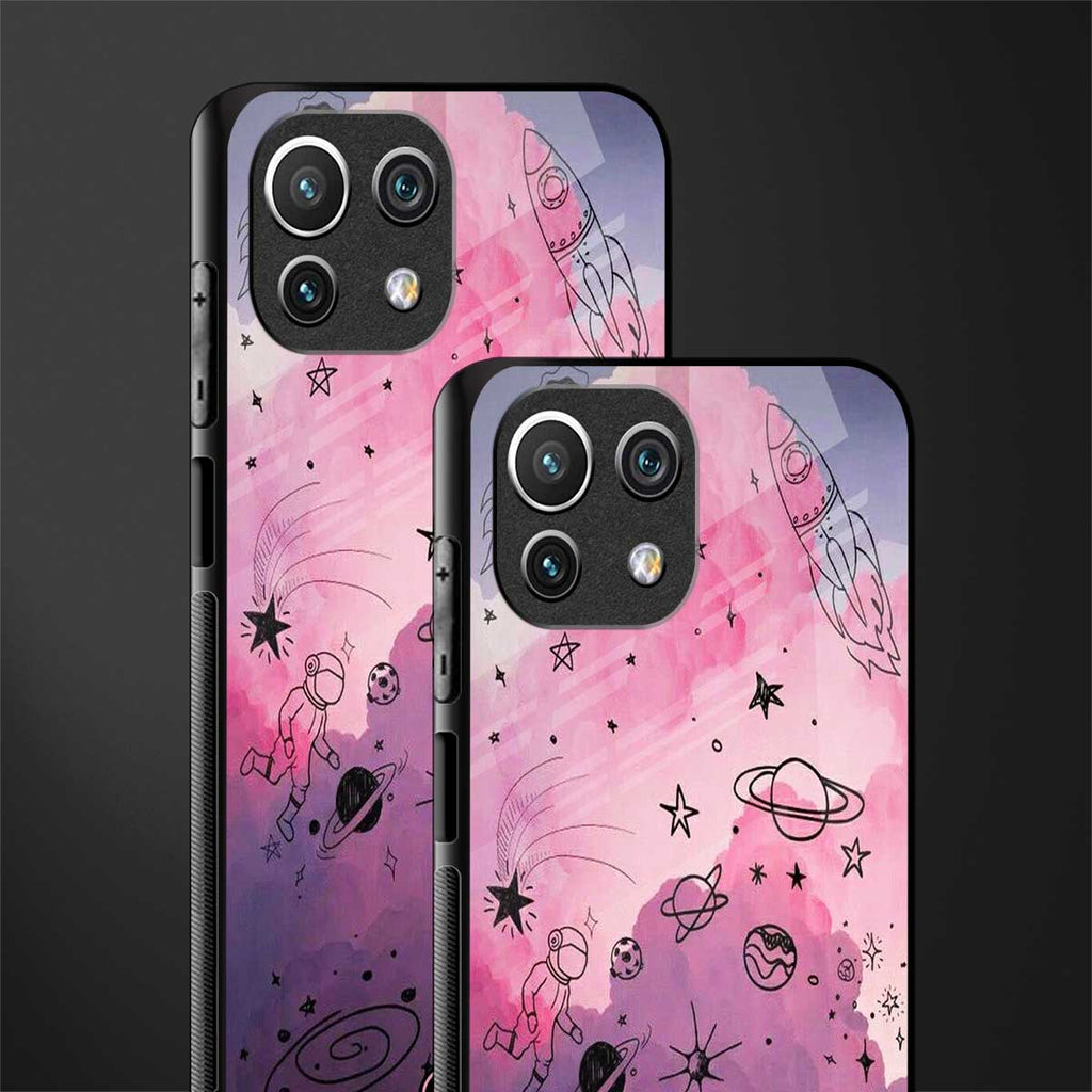 space pink aesthetic glass case for mi 11 lite image-2