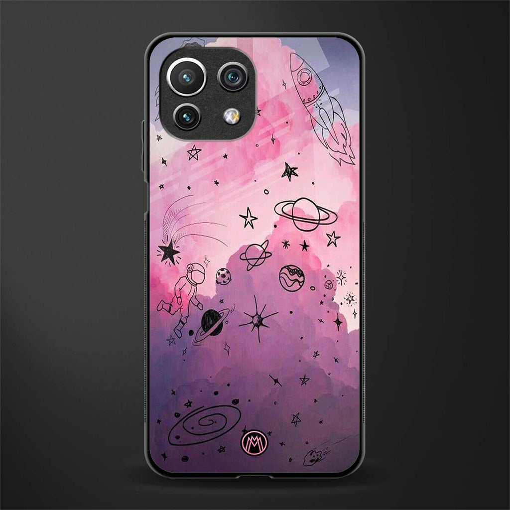 space pink aesthetic glass case for mi 11 lite image