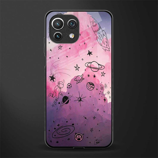 space pink aesthetic glass case for mi 11 lite image