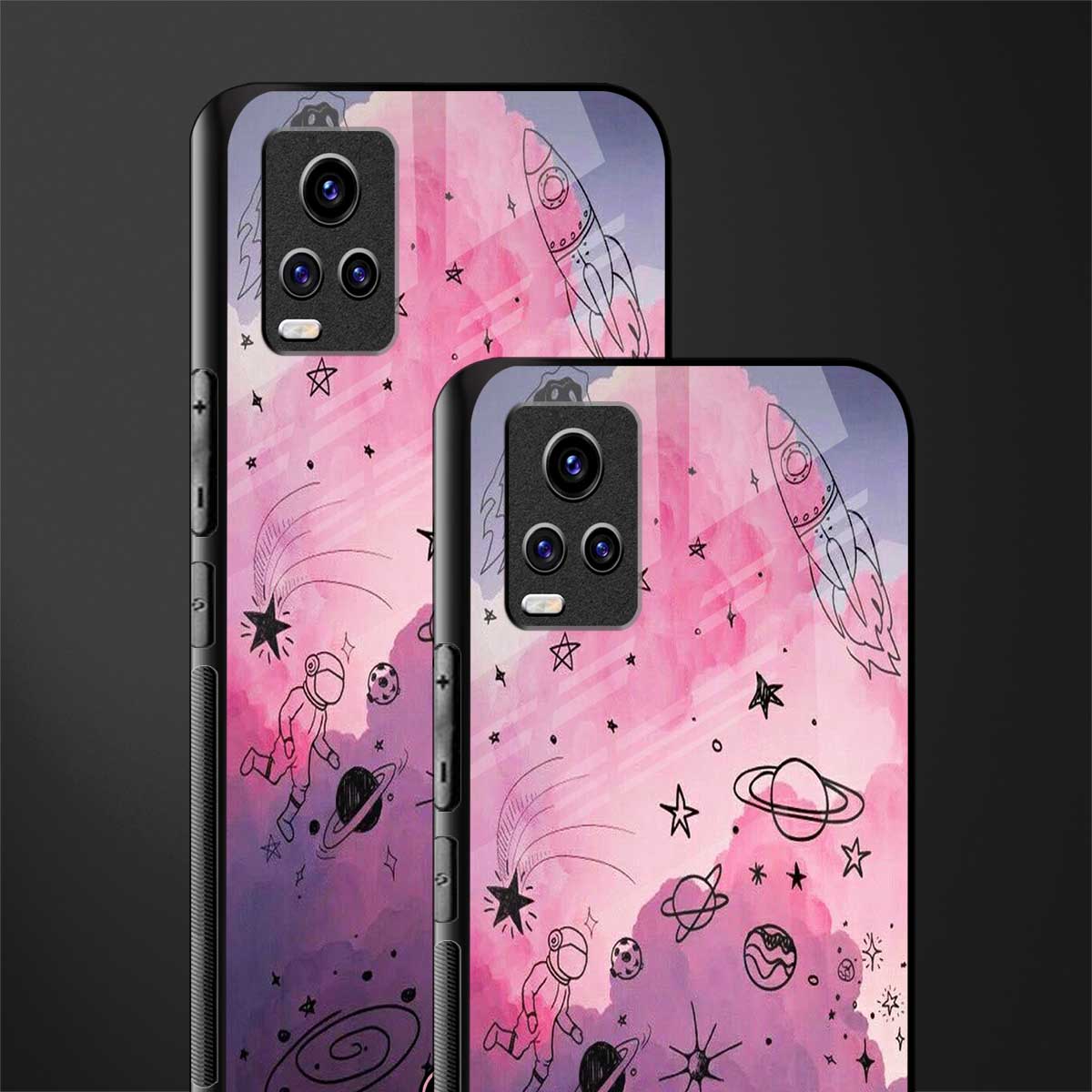 space pink aesthetic back phone cover | glass case for vivo y73