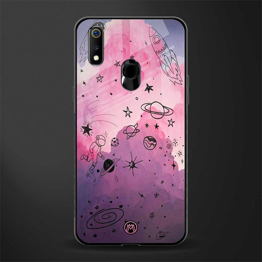 space pink aesthetic glass case for realme 3i image