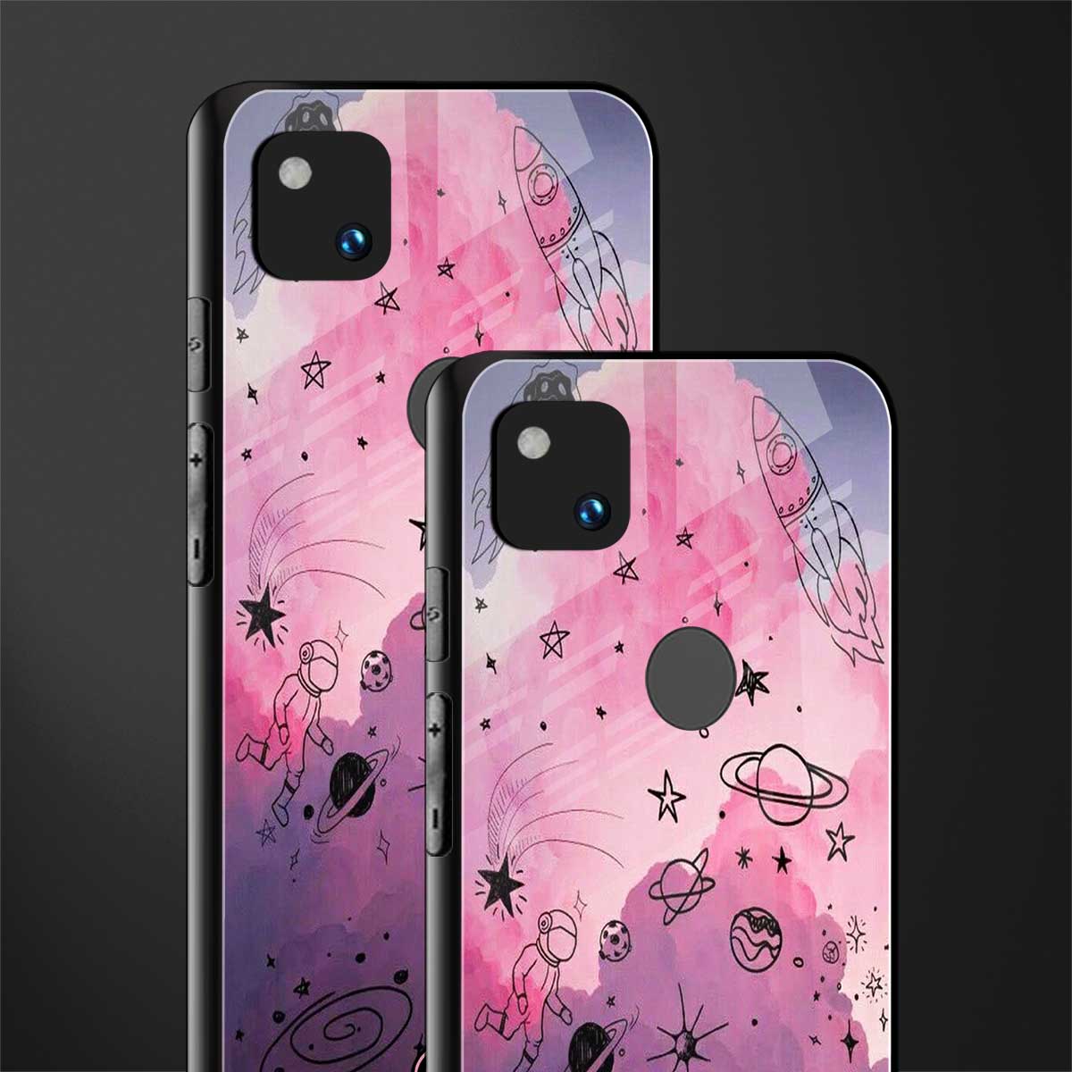 space pink aesthetic back phone cover | glass case for google pixel 4a 4g