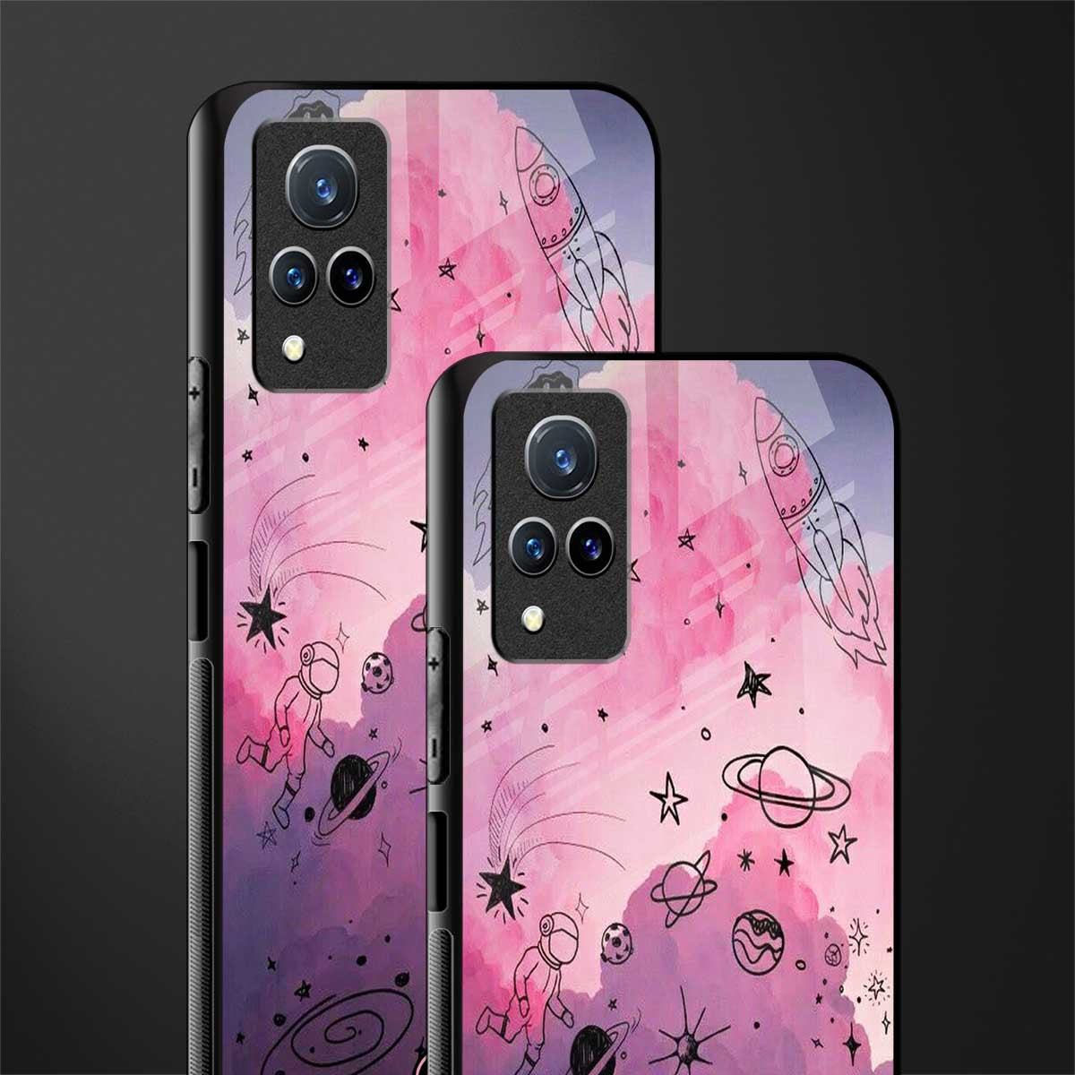 space pink aesthetic glass case for vivo v21 5g image-2