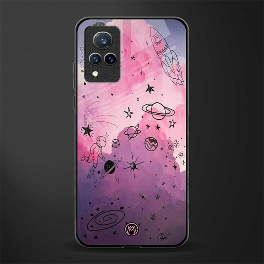 space pink aesthetic glass case for vivo v21 5g image
