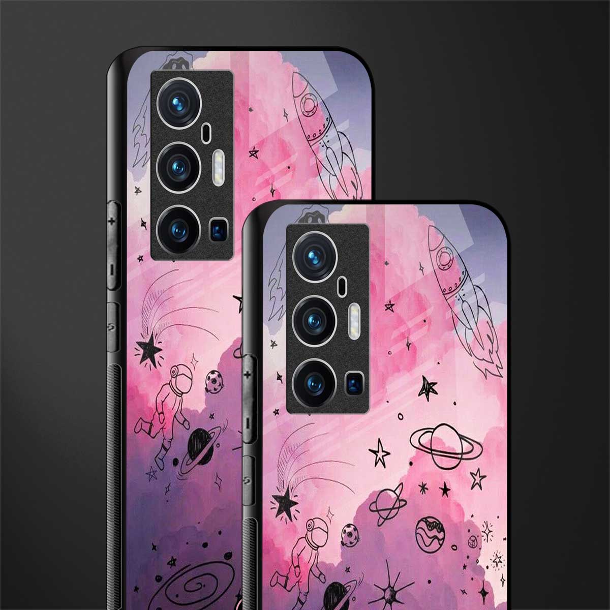space pink aesthetic glass case for vivo x70 pro plus image-2