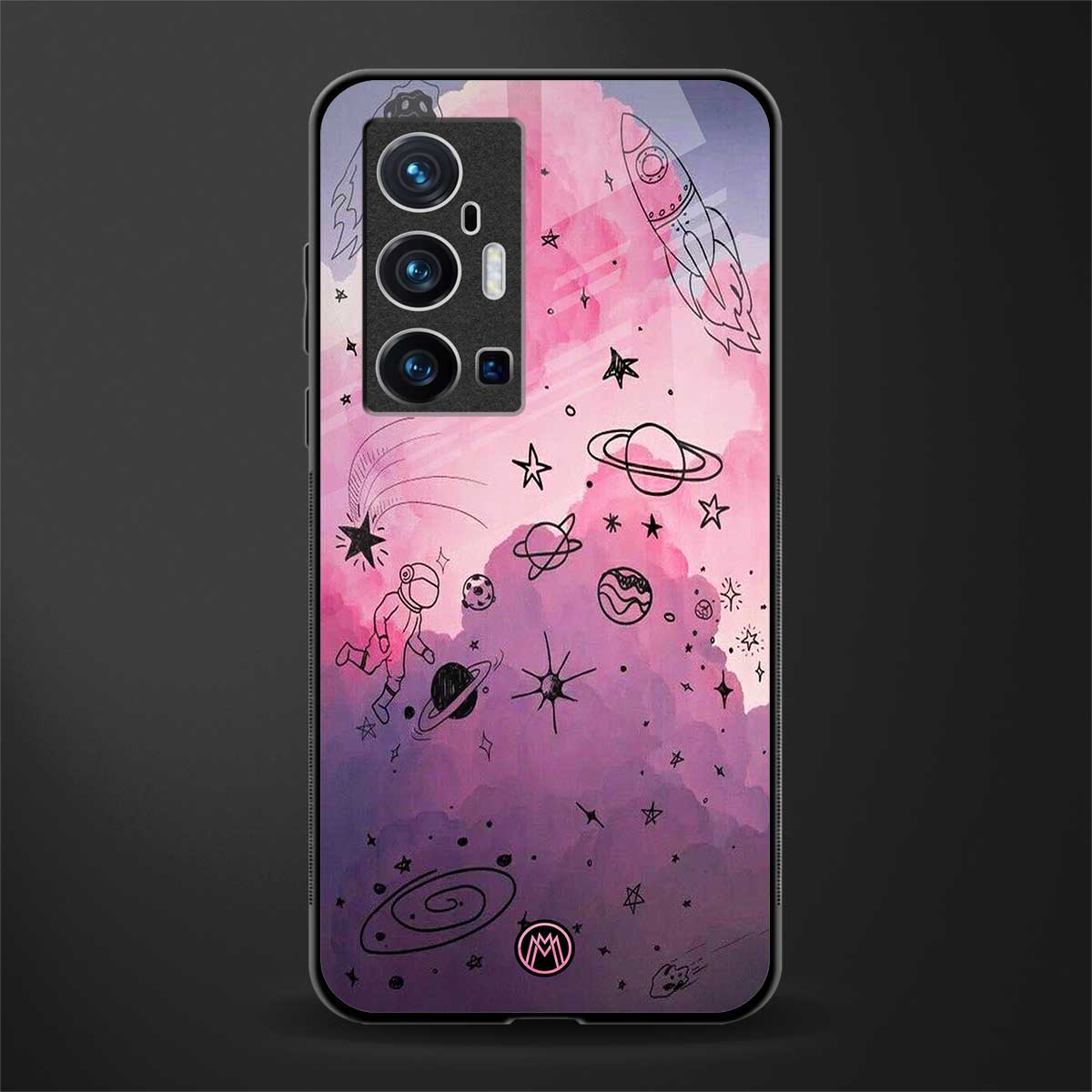 space pink aesthetic glass case for vivo x70 pro plus image