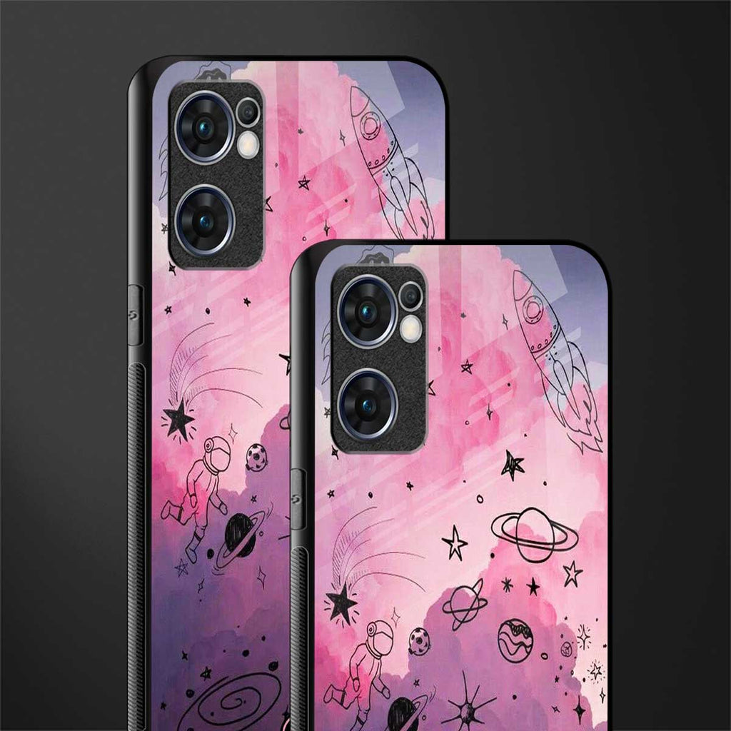 space pink aesthetic glass case for oppo reno7 5g image-2