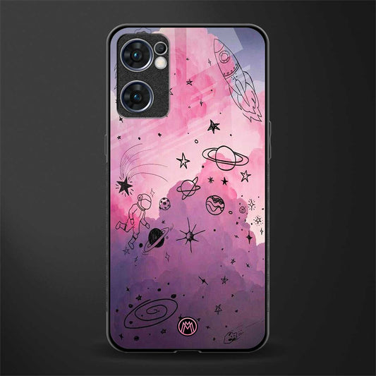 space pink aesthetic glass case for oppo reno7 5g image