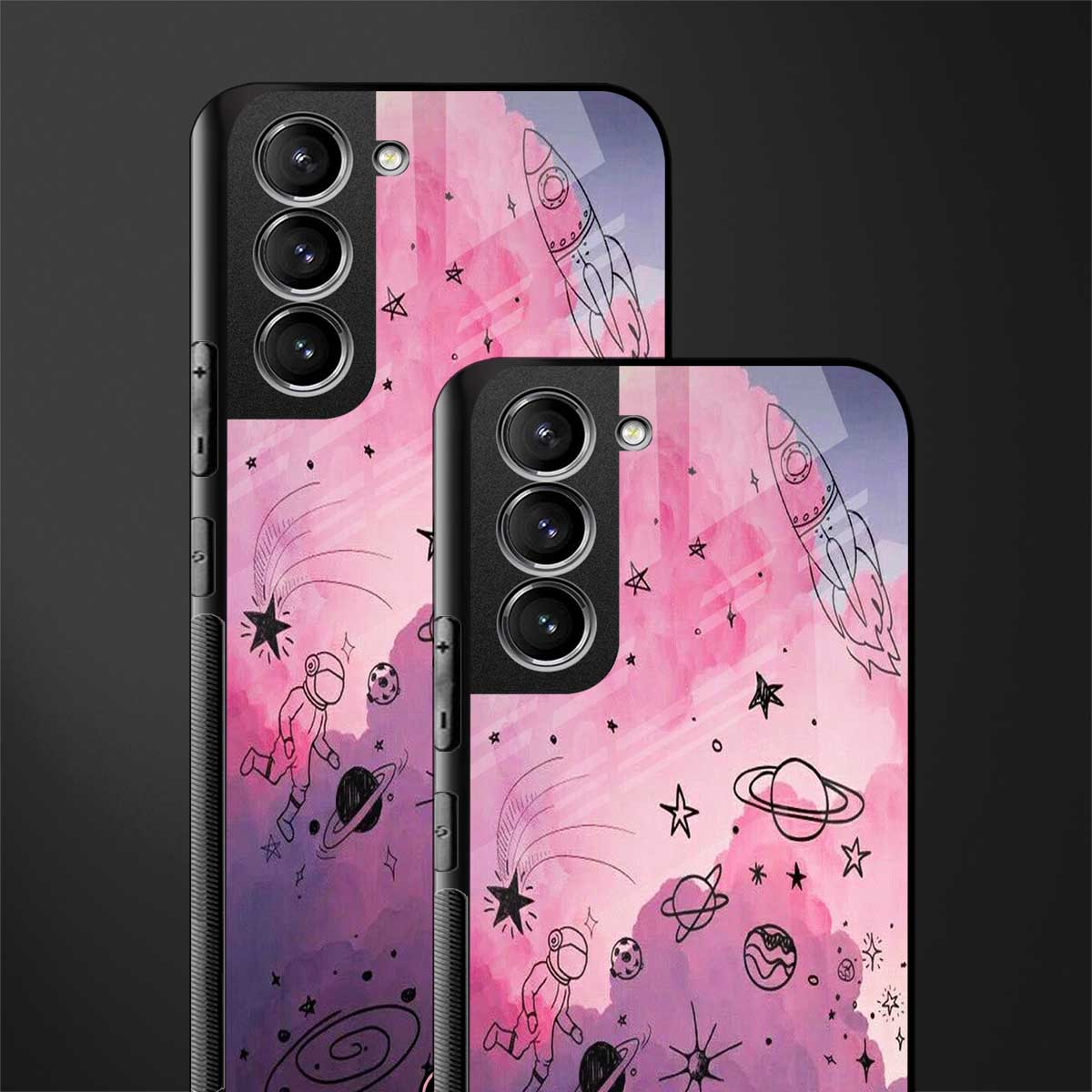 space pink aesthetic glass case for samsung galaxy s21 plus image-2