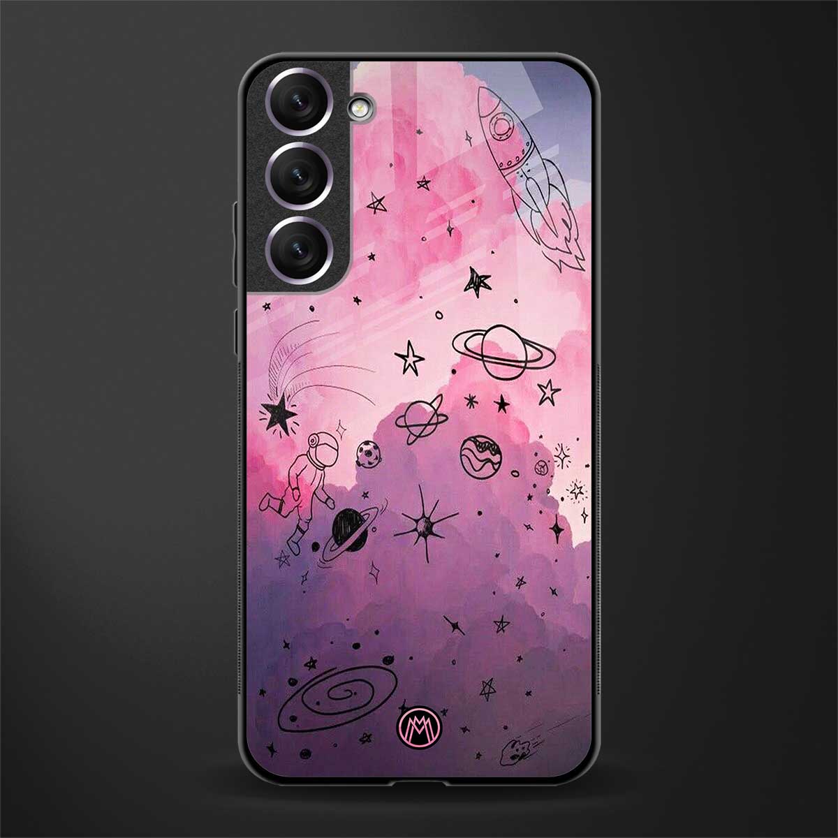 space pink aesthetic glass case for samsung galaxy s21 image