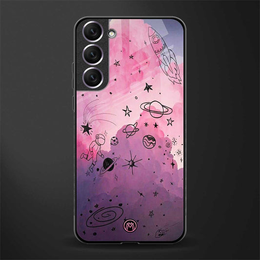 space pink aesthetic glass case for samsung galaxy s21 image