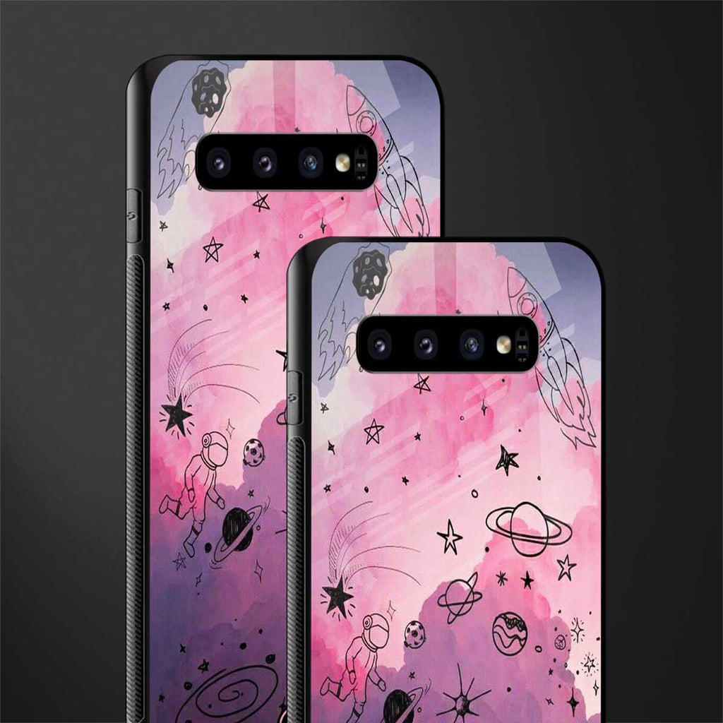 space pink aesthetic glass case for samsung galaxy s10 image-2