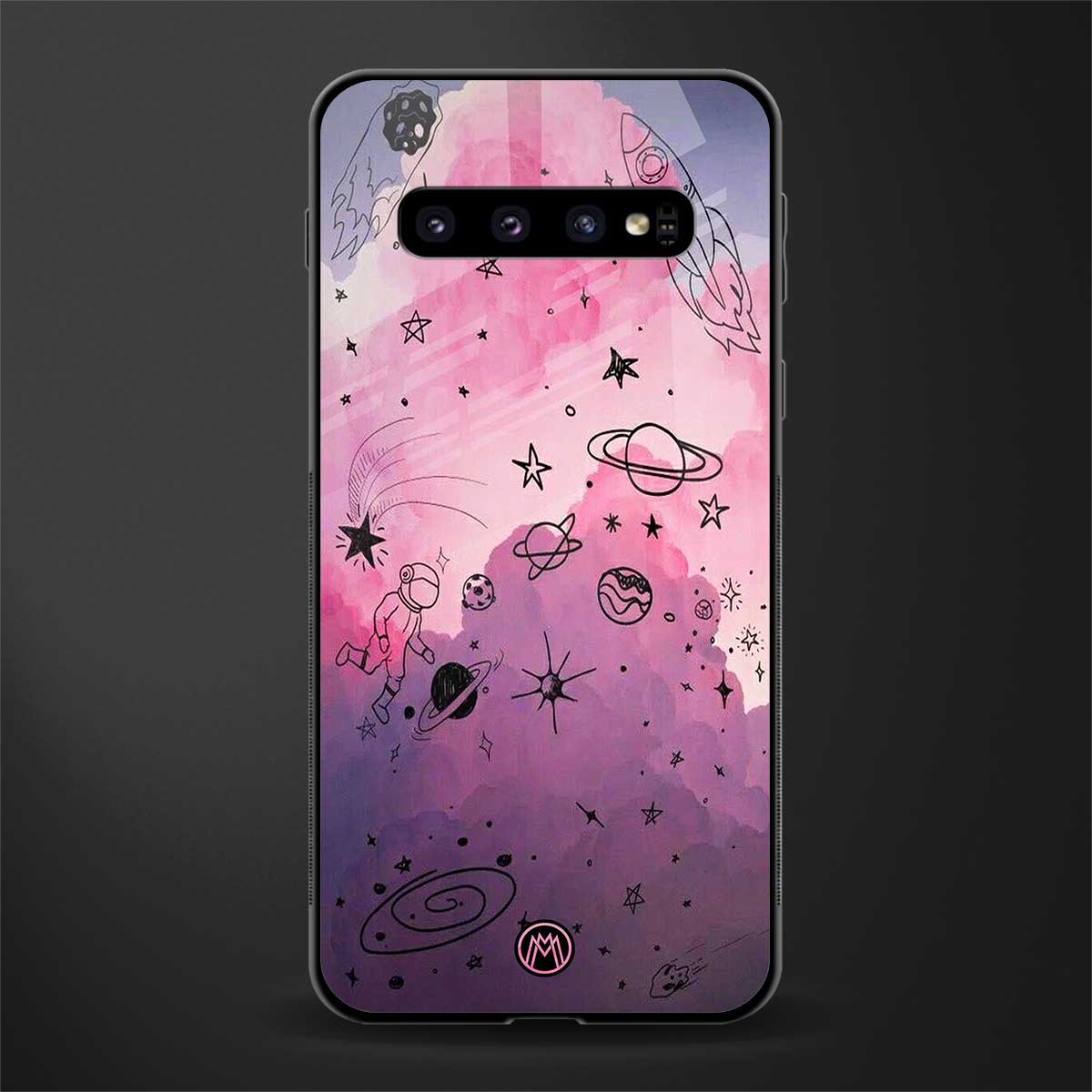 space pink aesthetic glass case for samsung galaxy s10 plus image