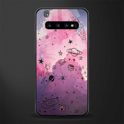 space pink aesthetic glass case for samsung galaxy s10 plus image