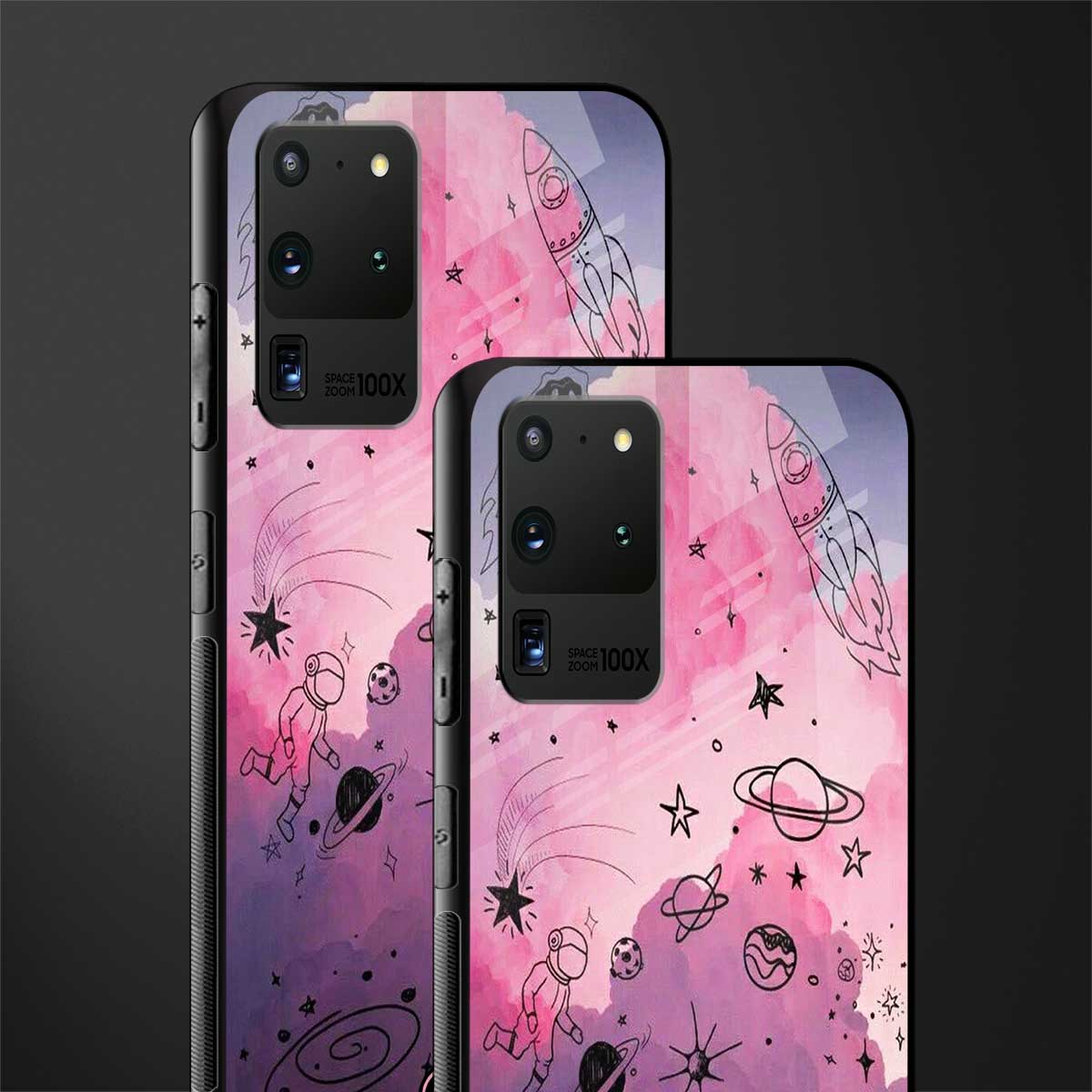 space pink aesthetic glass case for samsung galaxy s20 ultra image-2