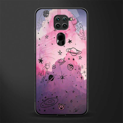 space pink aesthetic glass case for redmi note 9 image