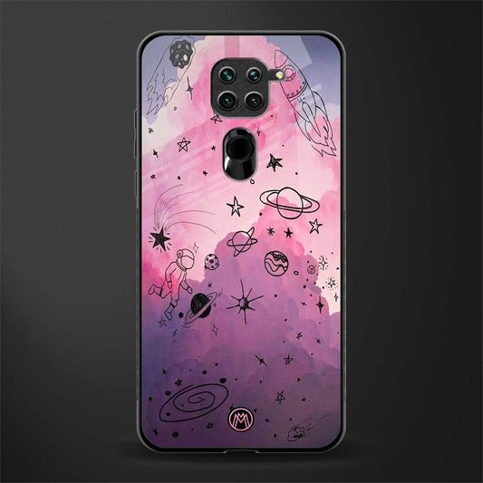 space pink aesthetic glass case for redmi note 9 image
