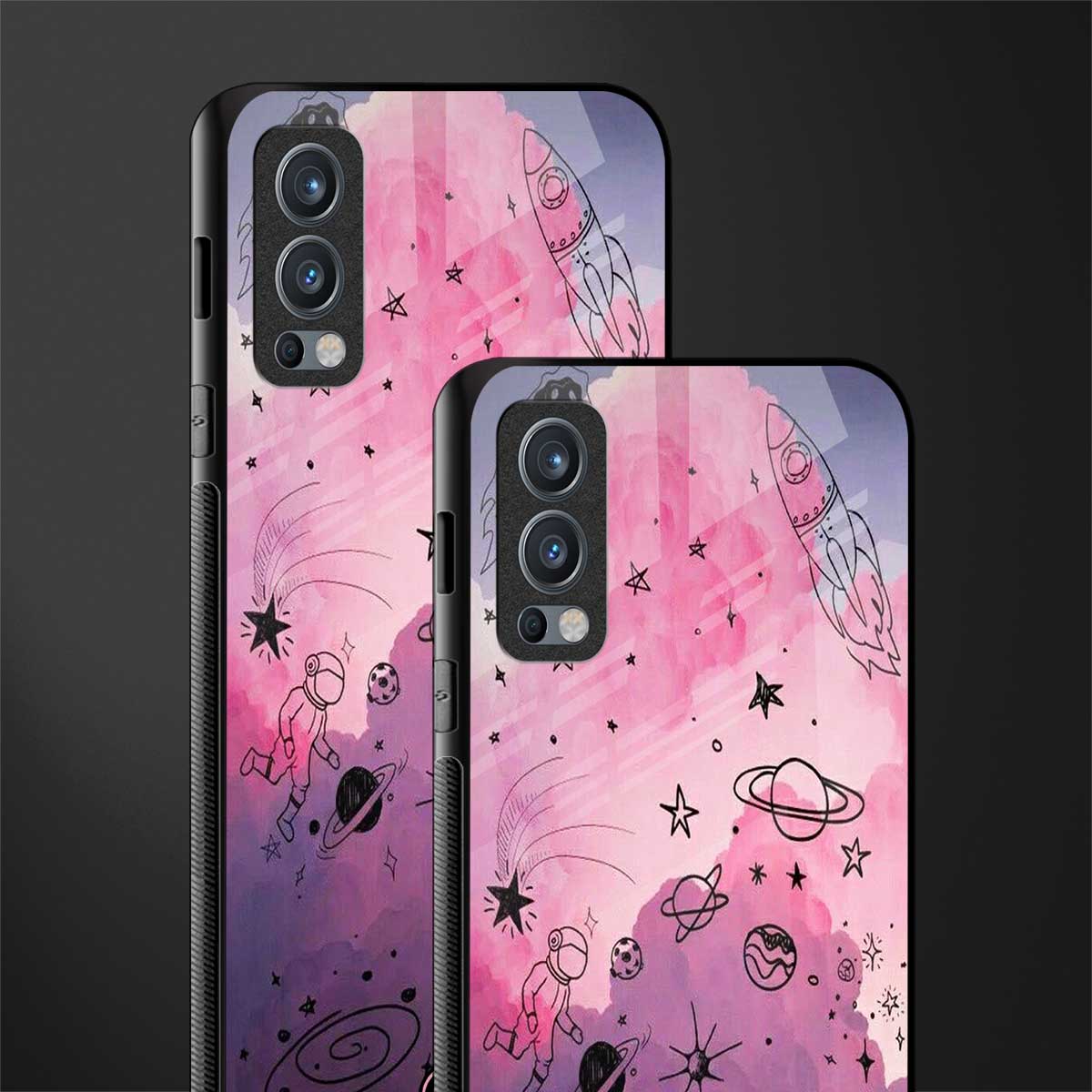 space pink aesthetic glass case for oneplus nord 2 5g image-2