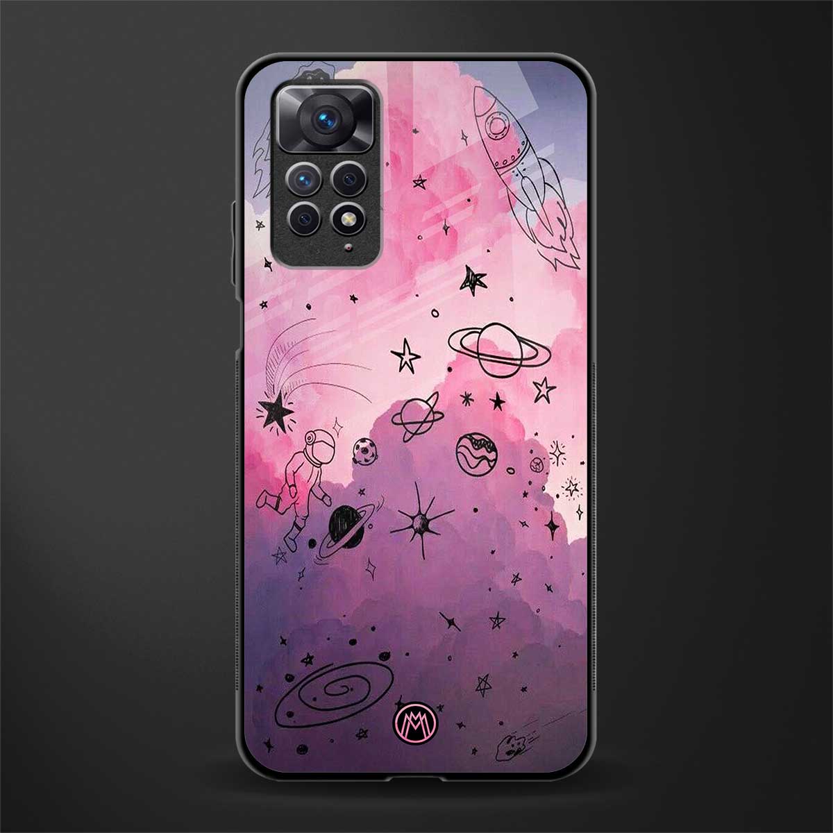 space pink aesthetic glass case for redmi note 11 pro image