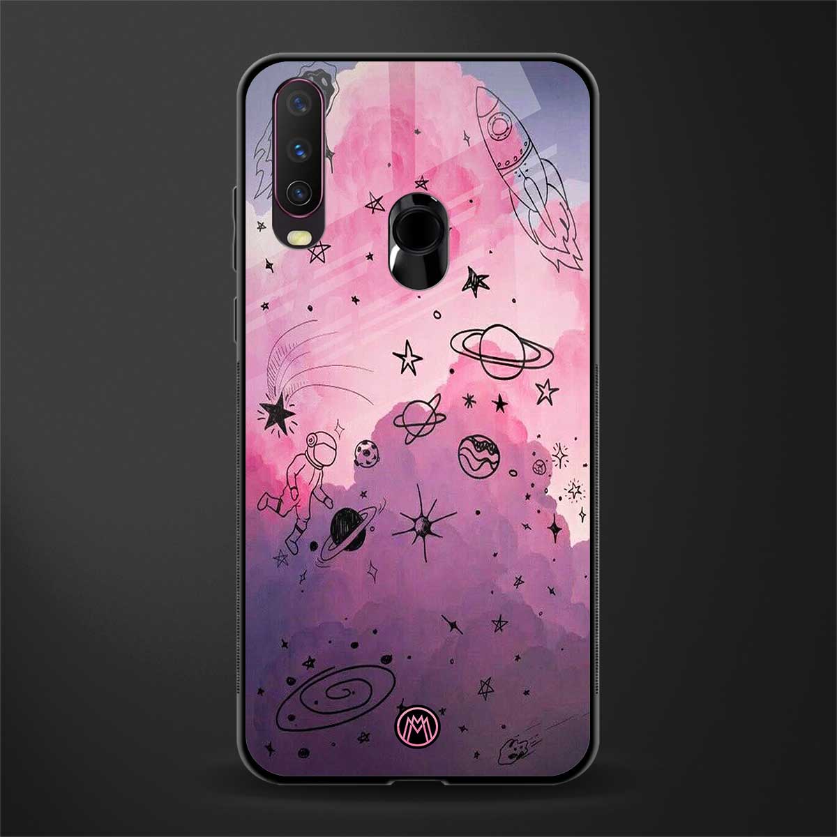 space pink aesthetic glass case for vivo y15 image