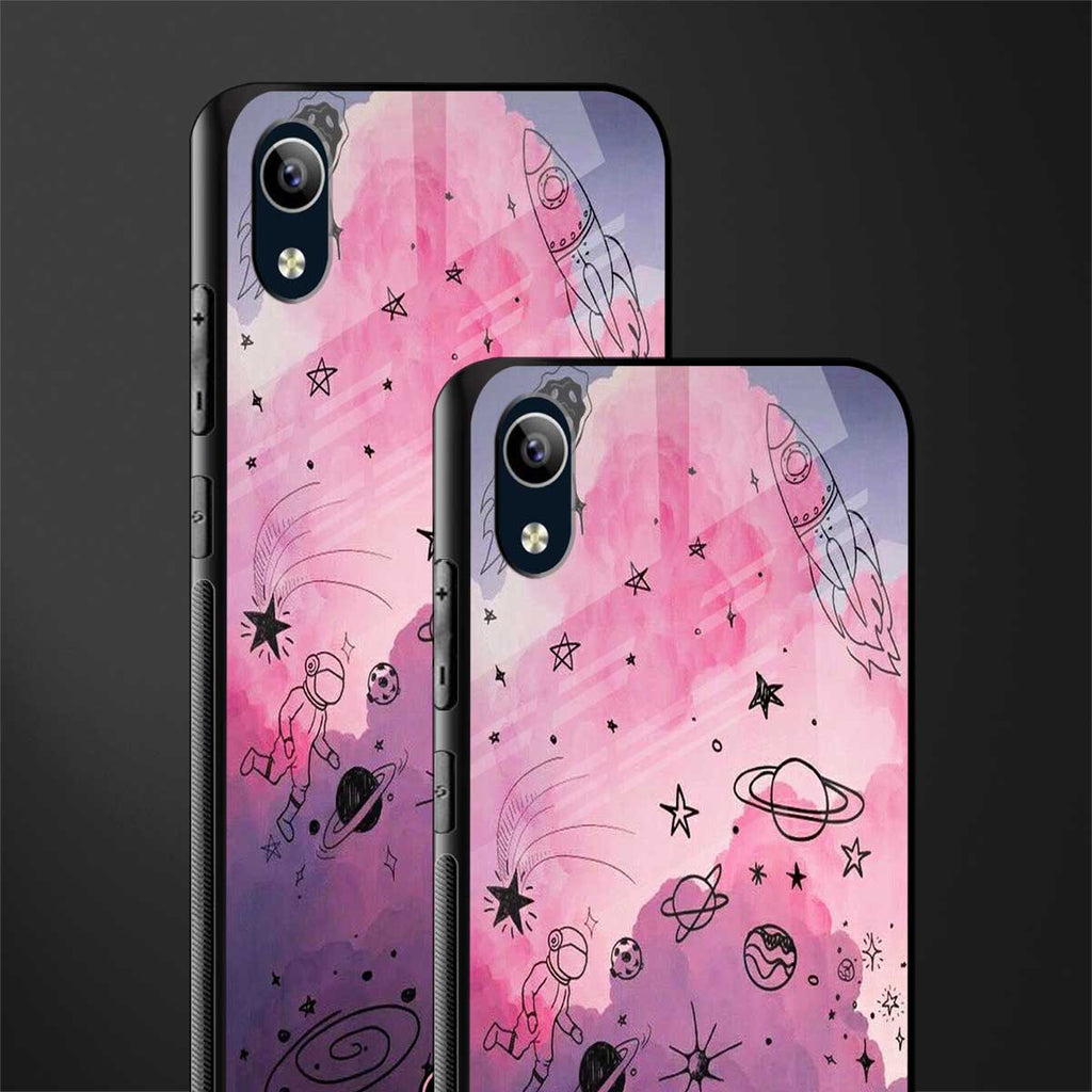 space pink aesthetic glass case for vivo y1s without fingerprint image-2