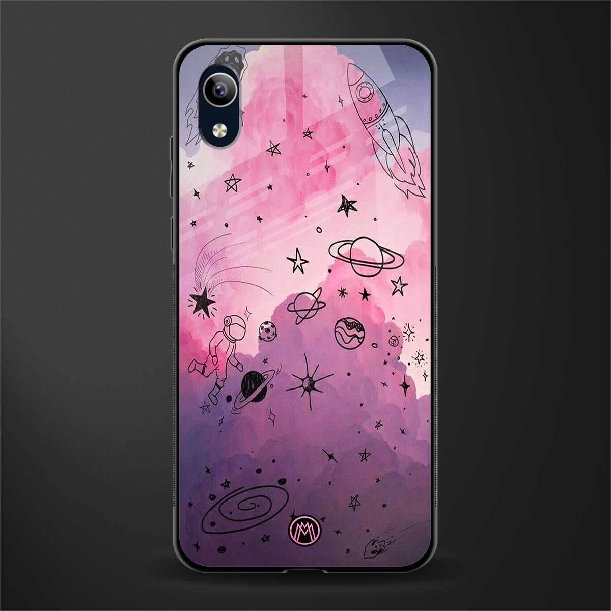space pink aesthetic glass case for vivo y1s without fingerprint image