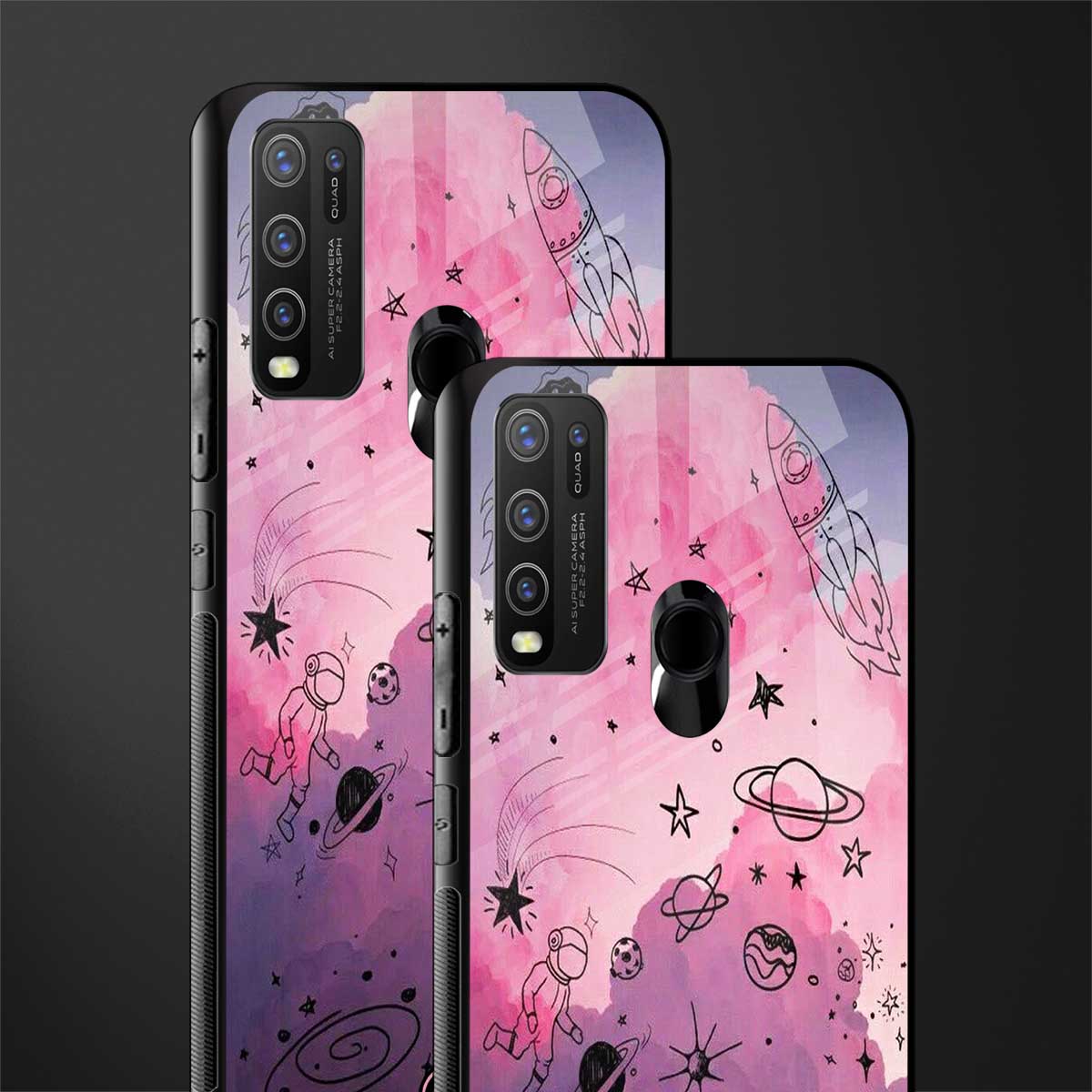 space pink aesthetic glass case for vivo y50 image-2