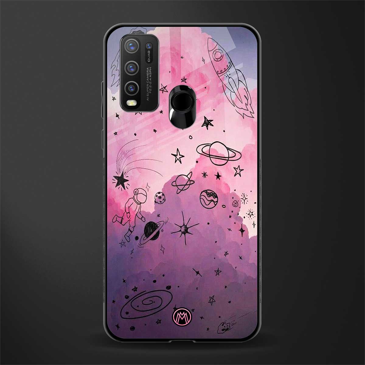 space pink aesthetic glass case for vivo y30 image