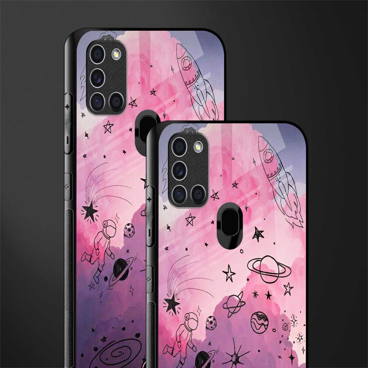 space pink aesthetic glass case for samsung galaxy a21s image-2