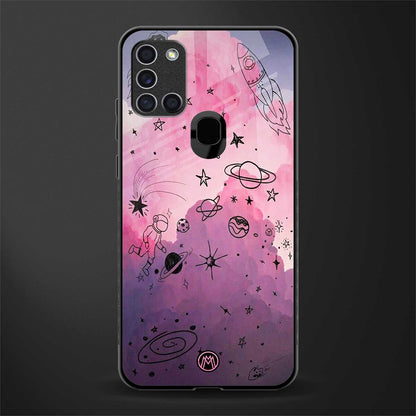 space pink aesthetic glass case for samsung galaxy a21s image