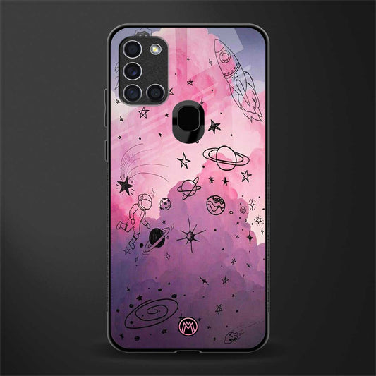 space pink aesthetic glass case for samsung galaxy a21s image