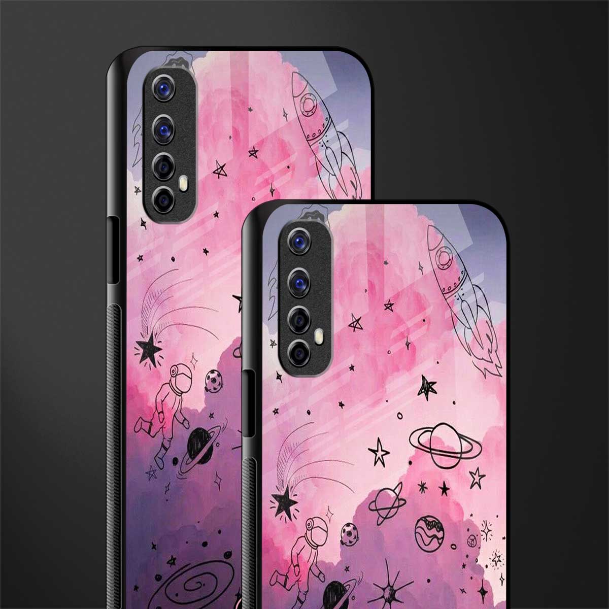 space pink aesthetic glass case for realme 7 image-2