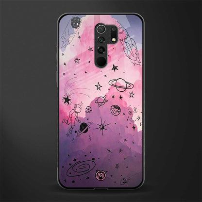 space pink aesthetic glass case for redmi 9 prime image