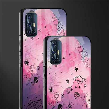 space pink aesthetic glass case for vivo v17 image-2