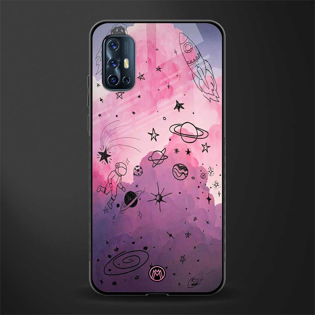 space pink aesthetic glass case for vivo v17 image