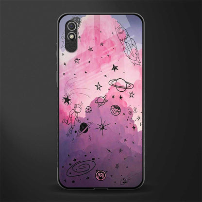 space pink aesthetic glass case for redmi 9a image